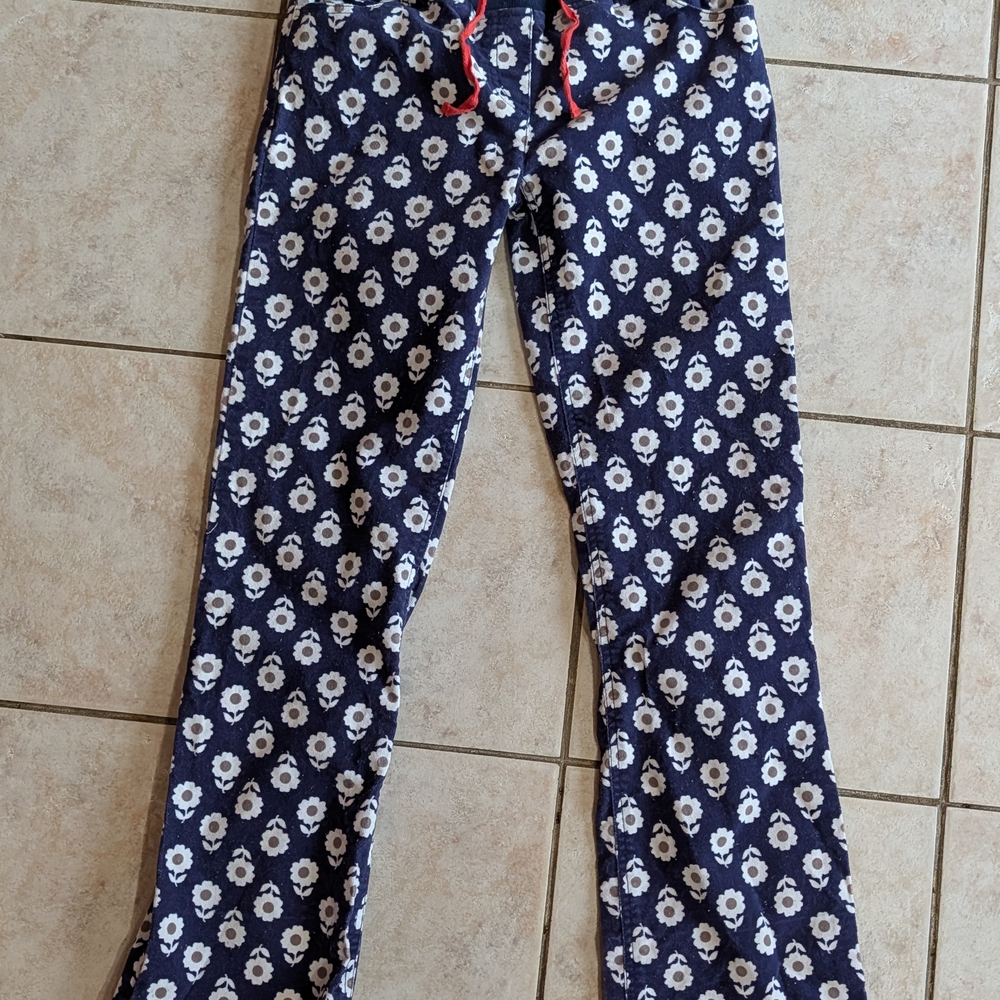 Mini Boden Girls Blue Corduroy Pants with Daisy Pattern Red Details Size 14Y - Picture 2 of 8